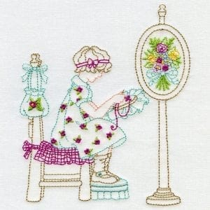 Sewing Lady and Bouquets