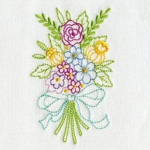 Sewing Lady and Bouquets
