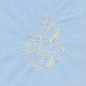 Whitework Flowers and Butterflies