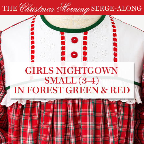 Serge-Along Kit: Girls Nightgown Small (3-4) in Forest Green & Red