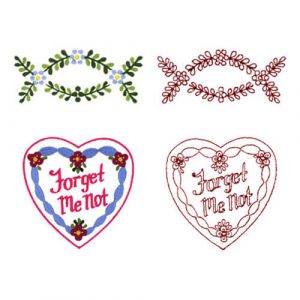 Forget-Me-Not Spray and Ribbon Heart