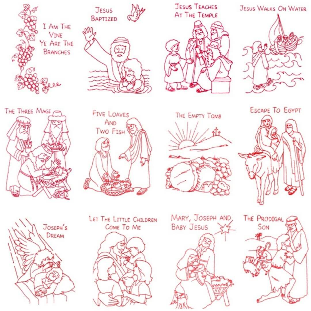 New Testament Redwork Quilt Designs