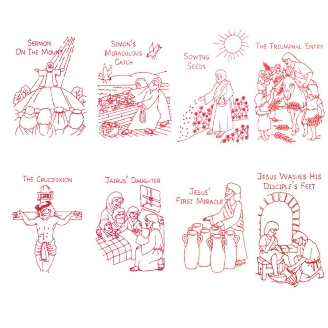 New Testament Redwork Quilt Designs