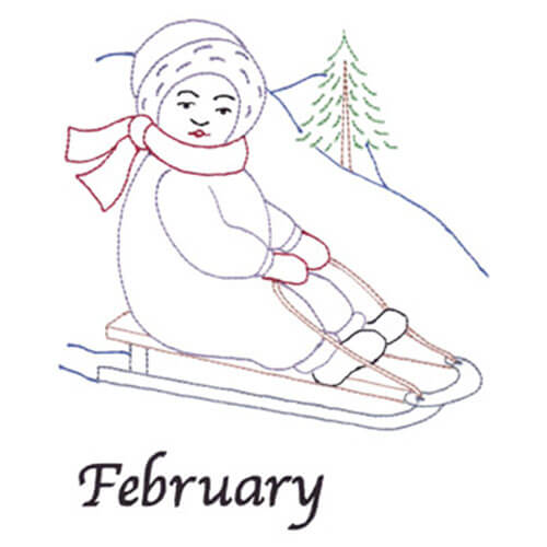 Sledding (February Old-Time Color-Line Quilt Design)