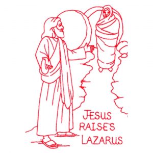 Bible Stories Redwork Quilt