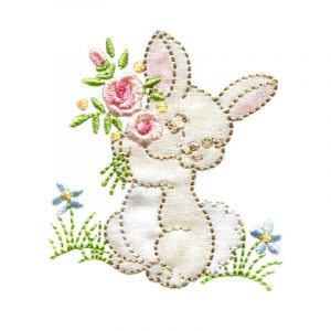 Bunny and Lamb in Fabric Shadow Applique and Happy Easter Towel