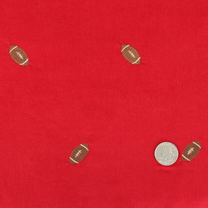 corduroy fabric with footballs