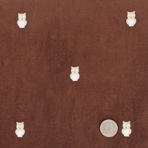 Corduroy fabric with owls