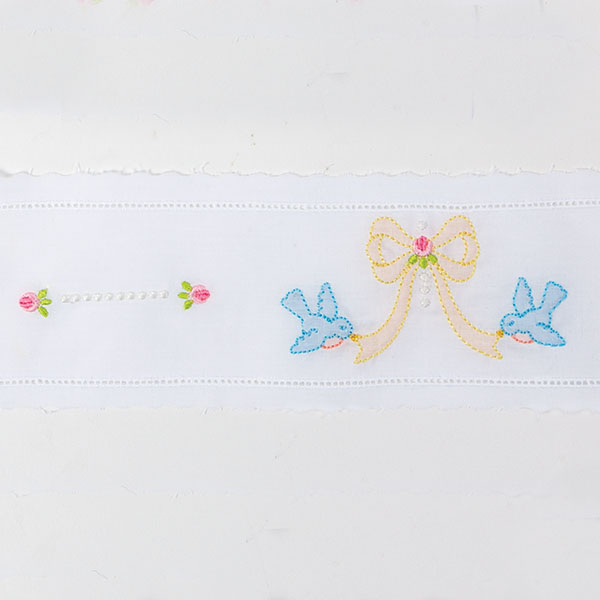 Bluebirds with Yellow Bow Horizontal Insertion